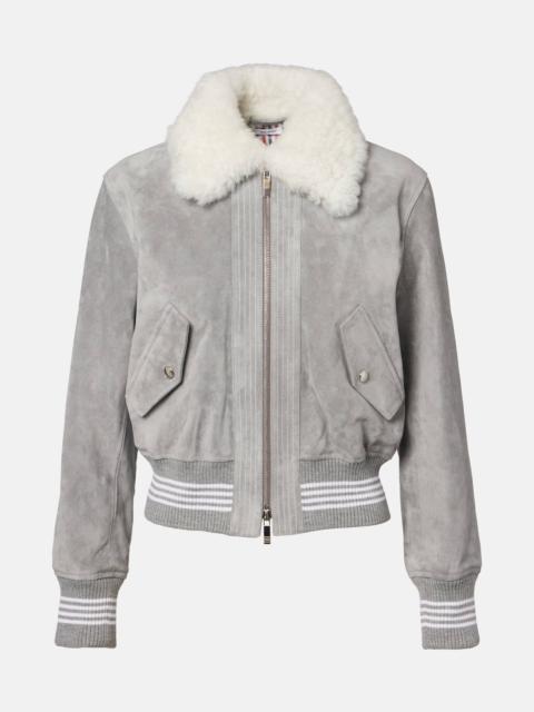 Thom Browne Shearling-trimmed suede jacket