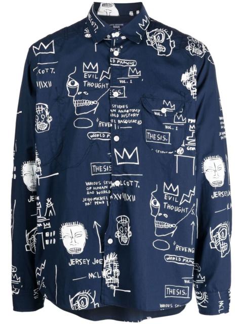 Junya Watanabe MAN graphic-print log-sleeved shirt