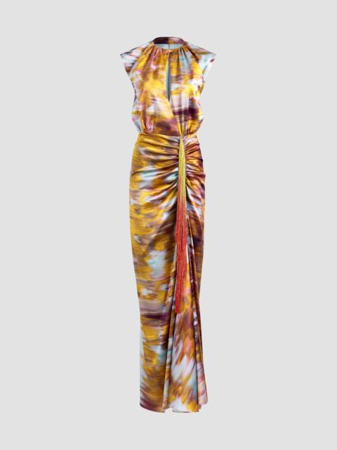 SILVIA TCHERASSI Women's Winona Printed Stretch-Silk Gown - Abstract Fire Print