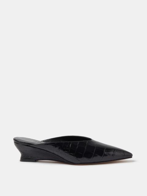Victoria Micro Wedge Mule / Coco Black Croc Effect Leather