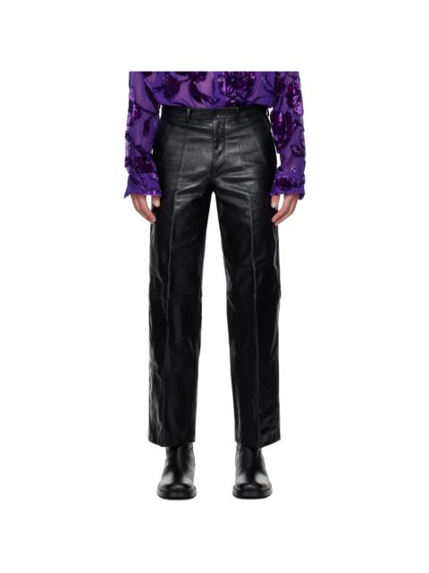 Dries Van Noten Black Cropped Leather Pants