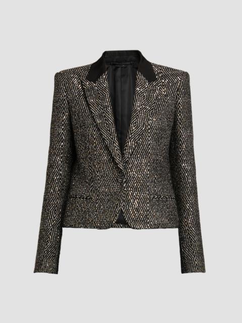 TOM FORD Women's Sequined Wool-Blend Tweed Crop Boyfriend Jacket - Gold Black