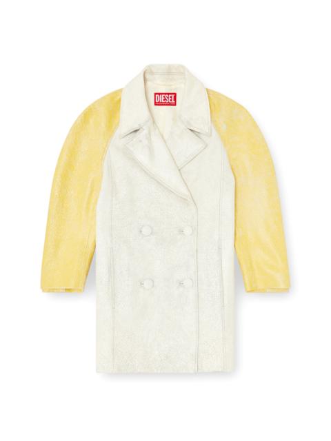 Diesel COCOON-SLEEVE PEACOAT IN CRACKED LEATHER
