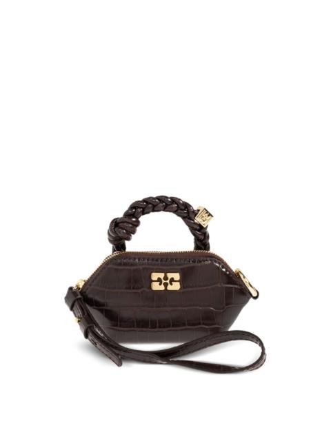 GANNI mini crocodile-embossed tote bag