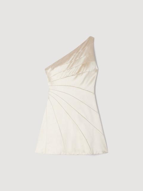 Sandro MINI ONE-SHOULDER SATIN-EFFECT DRESS