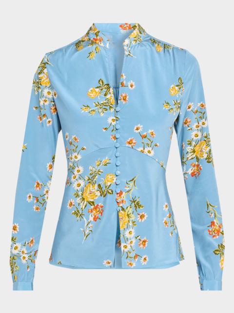 VERONICA BEARD Fable Floral Silk Blouse