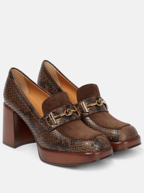 Tod's 80mm crocodile 효력 가죽 펌프