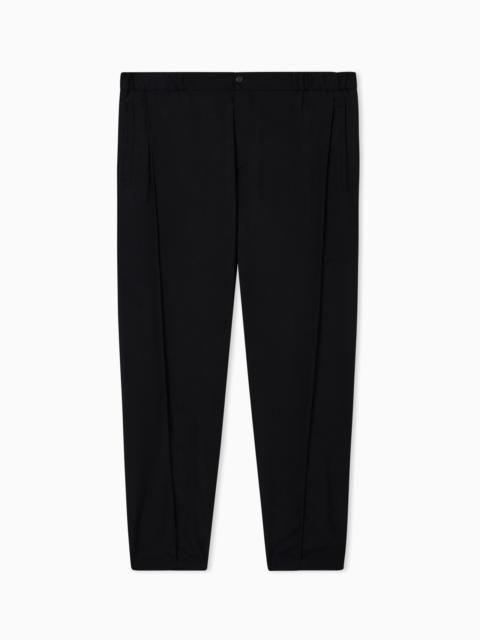 EMPORIO ARMANI Natural stretch canvas trousers with elasticated cuffs