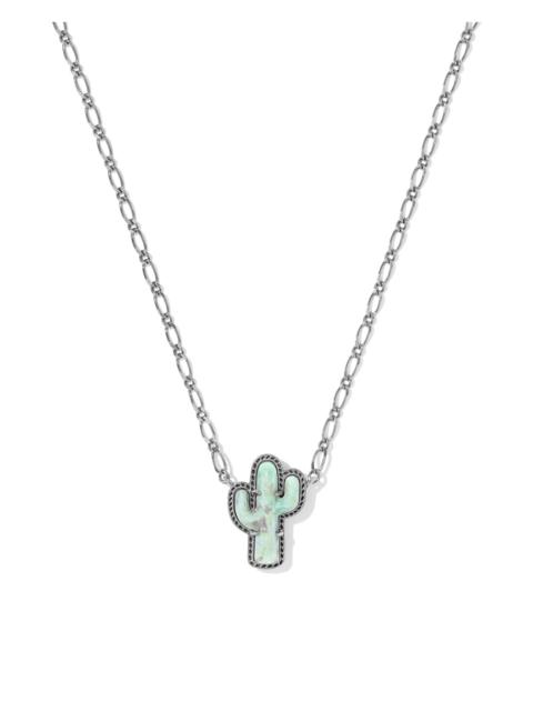 KENDRA SCOTT Tiny Cactus Vintage Silver Short Pendant Necklace