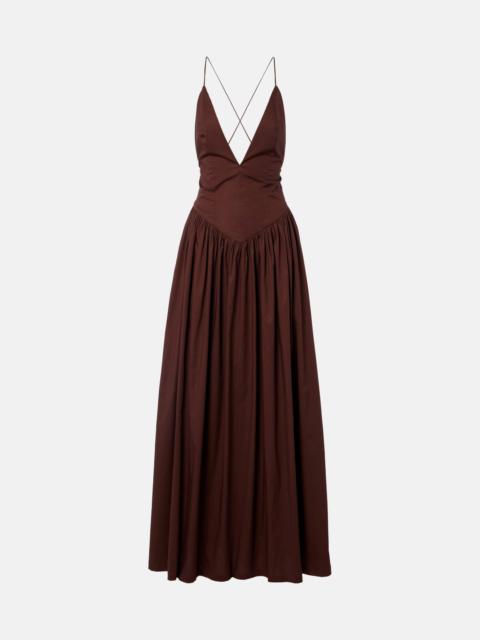 ADRIANA DEGREAS Open-back cotton maxi dress