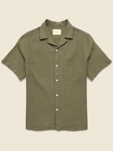 Portuguese Flannel Linen Camp Shirt - Olive
