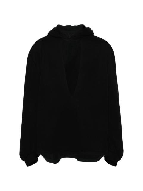 plunge-V cotton hoodie