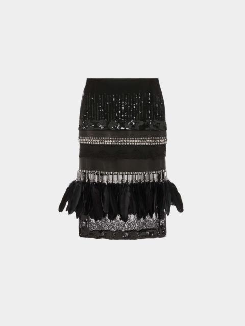 16ARLINGTON HILDA MIDI SKIRT IN EMBROIDERED TULLE