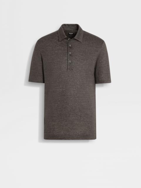 DARK TAUPE OASI LINO POLO SHIRT