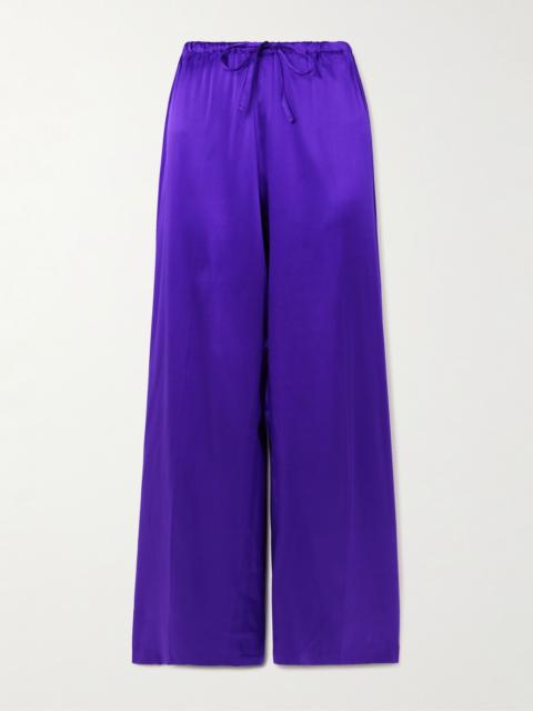 Dries Van Noten Silk-blend satin straight-leg pants Purple