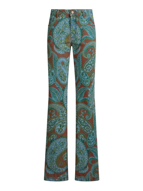 Printed Denim Flared Jeans multi