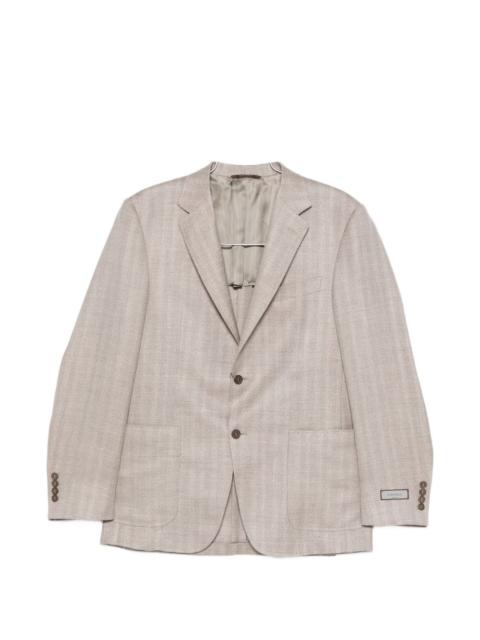 button herringbone blazer