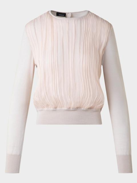 AKRIS Crinkle Silk Chiffon Knit Sweater
