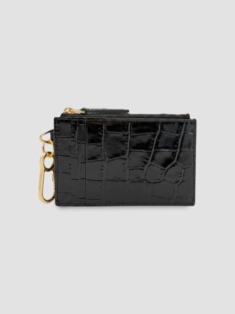 VERONICA BEARD Women's Croc-Embossed Leather Card Holder - Black