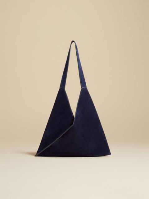 KHAITE The Small Sara Tote in Midnight Suede