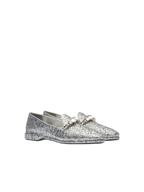 Miu Miu Glitter fabric loafers