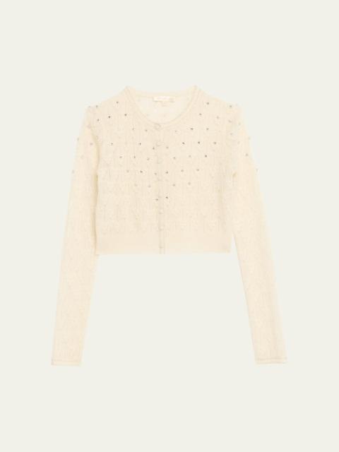 LoveShackFancy Calico Embellished Pointelle Cardigan