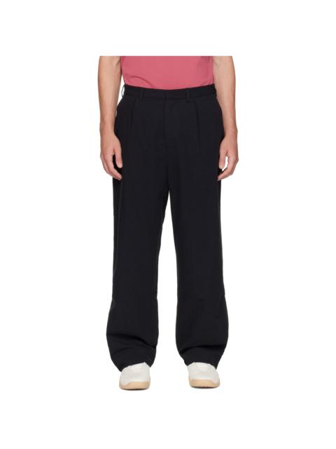 Palmes Black Wide Pleated Suit Trousers