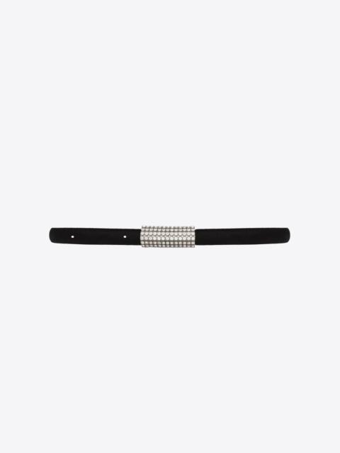 tubular rhinestone buckle belt in velvet