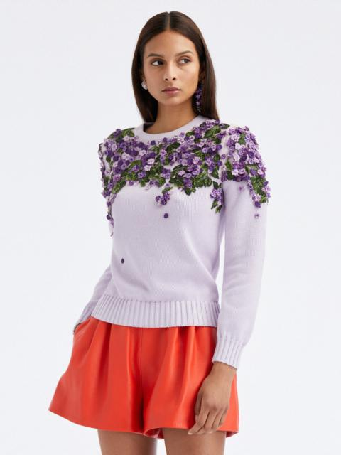 Oscar de la Renta DEGRADE LILAC THREADWORK PULLOVER