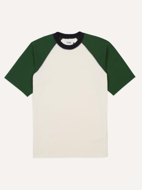 Drake's Ecru and Green Raglan Sleeve Hiking T-Shirt