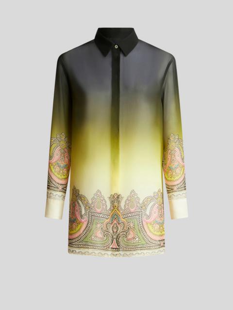 Etro COLOUR SHADED SILK AND PAISLEY PRINT SHIRT