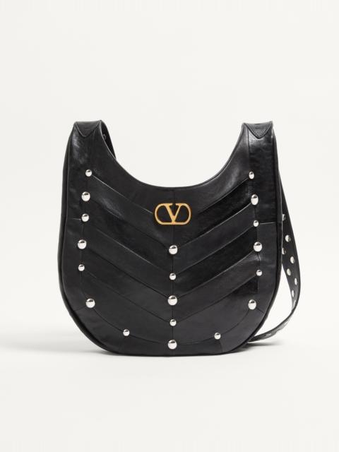 Valentino VALENTINO GARAVANI HOBOHO HOBO BAG IN CHEVRON-PATTERNED NAPPA LEATHER WITH STUDS