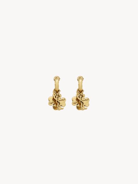 SAINT LAURENT CASSANDRE LUCKY CHARM HOOP EARRINGS IN METAL