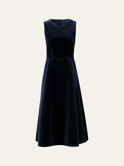 AKRIS Sleeveless Velvet Midi Cocktail Dress