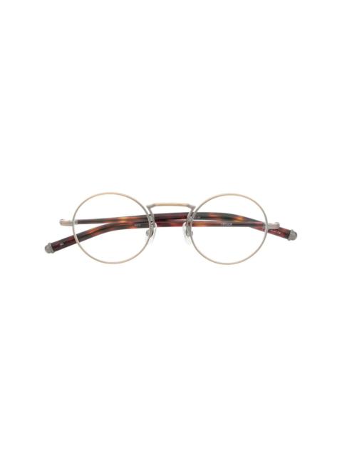 tortoiseshell-effect round-frame glasses