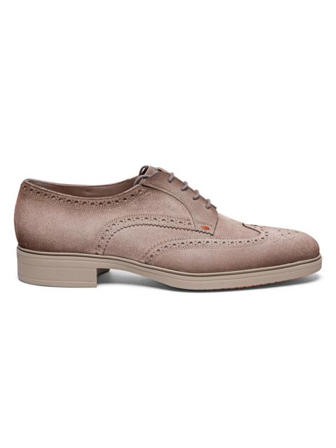 Santoni Men's Easy Brogue Suede Dress Shoes - Brown