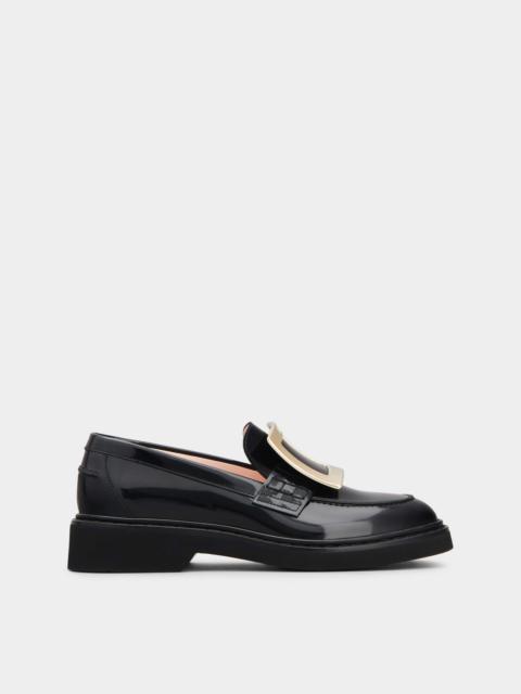 Roger Vivier Viv' Rangers Metal Buckle Loafers in Leather