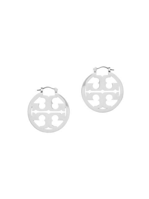 TORY BURCH Women's Small Icon Hoop Earrings - Tory Silver