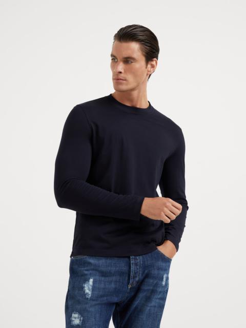 Cotton jersey long sleeve crew neck T-shirt