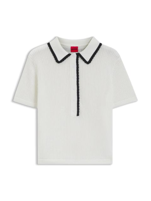 HUGO POINTELLE-COTTON SWEATER WITH SCALLOP TRIM