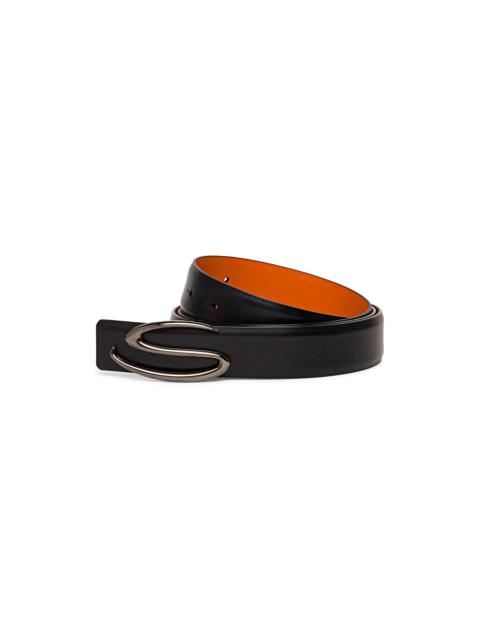 Santoni Men’s polished blue leather S buckle belt