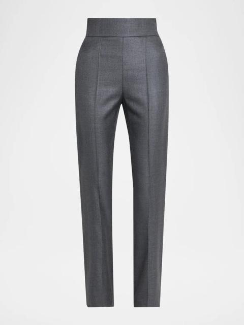 Valentino High Rise Wool-Silk Straight-Leg Trousers