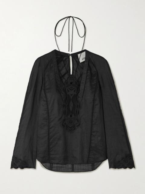Isabel Marant Luna broderie anglaise ramie blouse Black