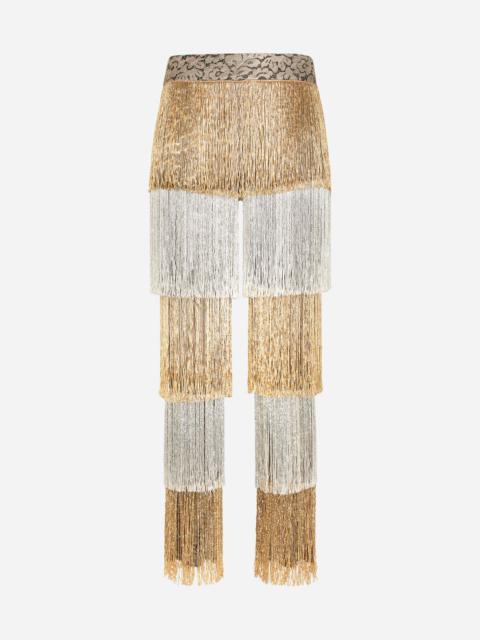 Dolce & Gabbana Lace pants with beaded fringing