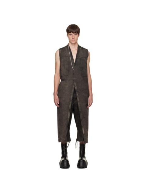 Rick Owens Gray Tower Long Lab Denim Vest