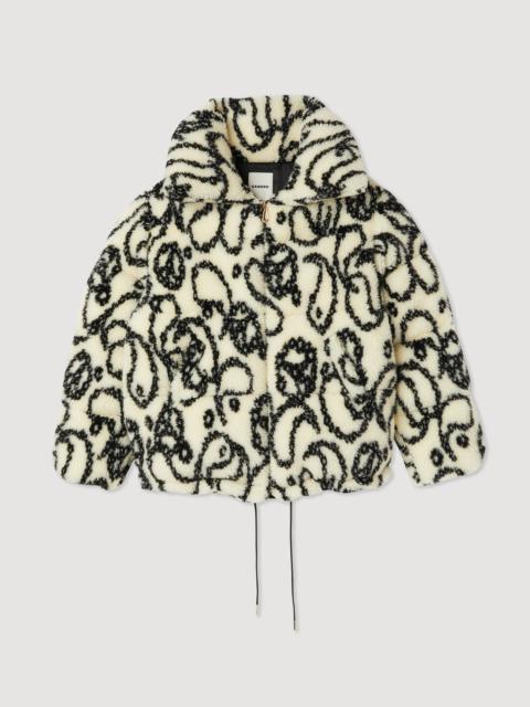 Sandro Oversized padded faux fur jacket