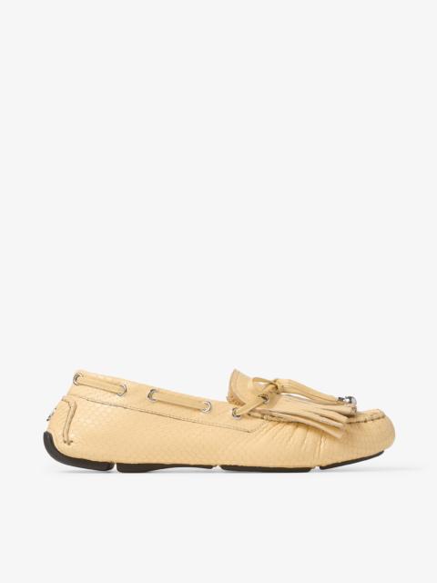 JIMMY CHOO Manon F Corn Elaphe Printed Leather Loafers