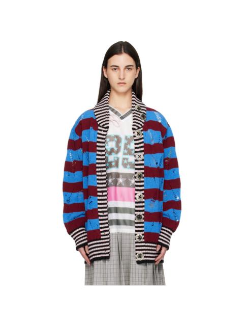 Chopova Lowena Multicolor Letterman Blue Cardigan