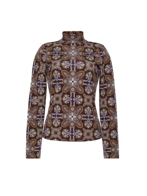 Cara Cara Suzie Top
Sleek, Fitted Mock-Turtleneck in Luxurious Printed Slinky Jersey