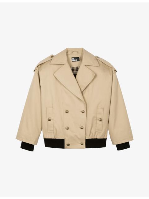 The Kooples Cropped Relaxed-Fit Cotton Trench Coat